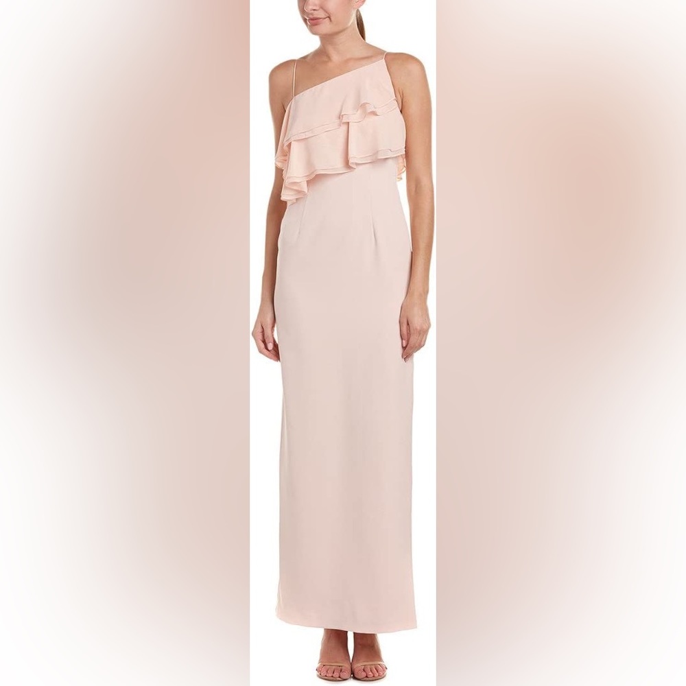 Aidan Mattox Flounce Chiffon Crepe Dress Gown